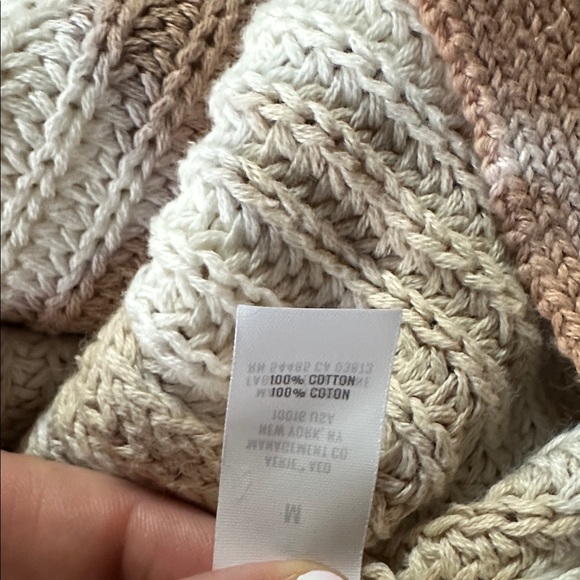 Aerie Oversized Sweater Ivory Brown Tie Dye Ribbed Pullover Long Sleeve Boho M - Picture 11 of 11